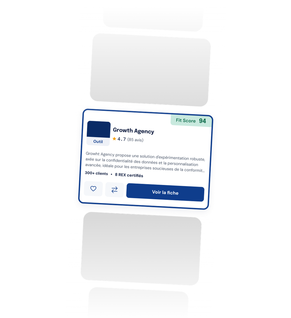Aperçu d'une fiche outil avec Fit Score dans la webapp FIT PARTNERS